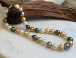 11.6-14.1m 33pcs South sea Golden Australian Tahitian Ocean pearls necklace: Extreme luster, Hand knotted 18.3”, S925 silver necklace strand