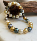 11.6-14.1m 33pcs South sea Golden Australian Tahitian Ocean pearls necklace: Extreme luster, Hand knotted 18.3”, S925 silver necklace strand, high quality multicolor ocean pearls Necklace strand for her