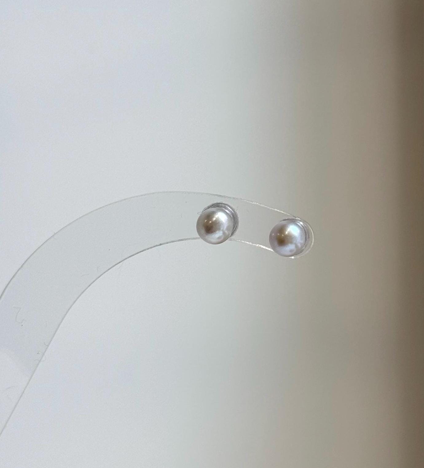 Elly’s 5.2mm Akoya ocean Natural Blue silver pearls earings: Extreme luster mirrored, s925 silver minimalist earrings studs.