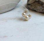 Elly’s 8mm Akoya ivory ocean Pearls Earrings Studs: Extreme luster Mirrored, S925 silver minimalist earring.