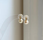 Elly’s 8mm Akoya ivory ocean Pearls Earrings Studs: Extreme luster Mirrored, S925 silver minimalist earring.