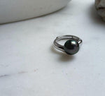 Elly’s 10.7x11.3mm Tahitian peacock hunter ocean Pearl Ring: Extreme luster mirrored, S925 silver adjustable Ring. Pearl Jewelry Idea.