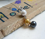 Tri 12.6-12.7mm South sea golden Tahitian Australian White pearls pendant: Extreme luster mirrored, 6.2cm high, S925 silver necklace set. daily office colored ocean pearl pendant for her holiday