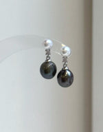 Elly’s 5.9-9.1mm Tahitian ocean white freshwater Pearls Earrings: Extreme luster Mirrored, 2.1cm high, S925 silver earrings.