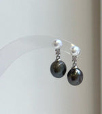 Elly’s 5.9-9.1mm Tahitian ocean white freshwater Pearls Earrings: Extreme luster Mirrored, 2.1cm high, S925 silver earrings.