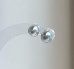Elly’s 8.7mm Akoya blue silver ocean Pearls Earrings Studs: Extreme luster Mirrored, S925 silver minimalist earring.