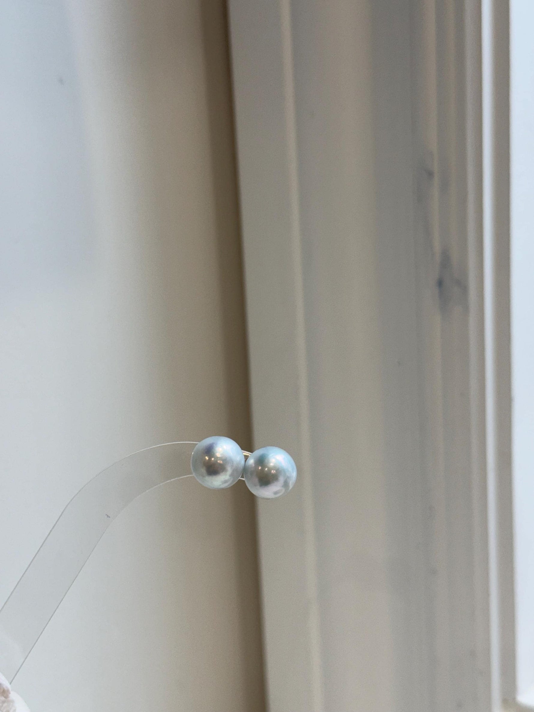 Elly’s 11.2mm White Blue Edison Pearls Earrings studs: Extreme luster Mirrored, S925 silver minimalist earrings. daily office white Pearl earrings for her
