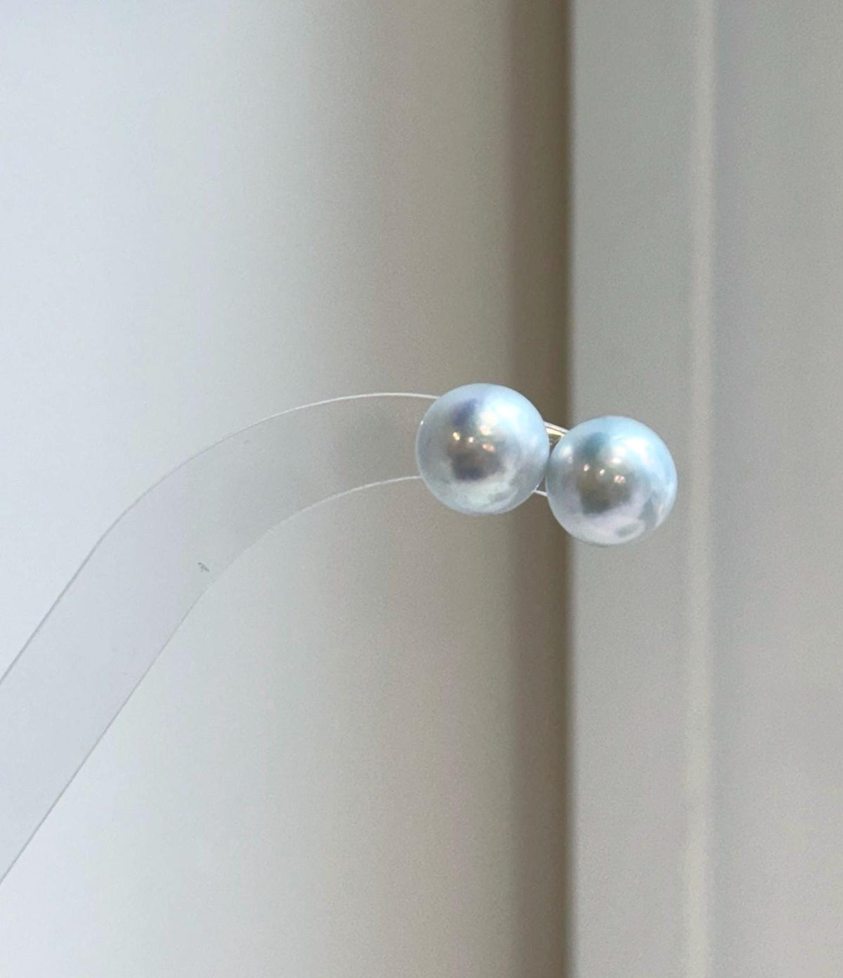 Elly’s 11.2mm White Blue Edison Pearls Earrings studs: Extreme luster Mirrored, S925 silver minimalist earrings. daily office white Pearl earrings for her