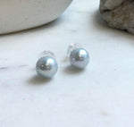 Elly’s 11.2mm White Blue Edison Pearls Earrings studs: Extreme luster Mirrored, S925 silver minimalist earrings. daily office white Pearl earrings for her