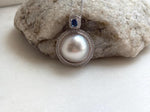 Elly’s 16.4mm white silver Ocean Round Mabe Pearl Pendant: Extreme luster, S925 Silver base pendant Set.