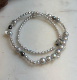 Elly’s Akoya tail baroque ocean white Freshwater pearls necklace:Extreme luster mirrored, 18.2”, S925 silver necklace strand.