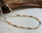 Elly’s 4.8-5.5mm Freshwater multicolor Pearls Necklace: Extreme luster mirrored, To 17.9”, S925 silver necklace strand.