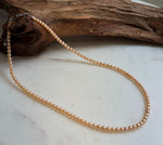 Elly’s 3.6-4mm Freshwater Peach gold Pearls Necklace: Extreme luster mirrored, To 18.3”, S925 silver necklace strand.