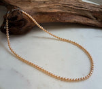 Elly’s 3.6-4mm Freshwater Peach gold Pearls Necklace: Extreme luster mirrored, To 18.3”, S925 silver necklace strand.