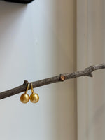 Elly’s 9.6mm Genius South sea deep golden ocean Pearls Earrings hooks: Extreme luster mirrored, 2.2cm high, S925 silver earrings.