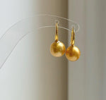 Elly’s 9.6mm Genius South sea deep golden ocean Pearls Earrings hooks: Extreme luster mirrored, 2.2cm high, S925 silver earrings.
