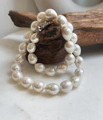 Elly’s 29pcs 10-12.7mm white iridescent Pearls Necklace Strand: Extreme luster mirrored, 17.7”, S925 silver necklace. high quality daily office white pearls necklace for her wedding
