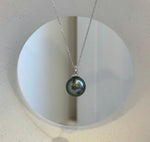 Elly’s 12.3mm Au750 18K Gold Genius Tahitian peacock green Ocean Pearl Pendant: Extreme luster mirrored, 1.9cm high, 18K real gold pendant. high quality real gold pearl pendant for her
