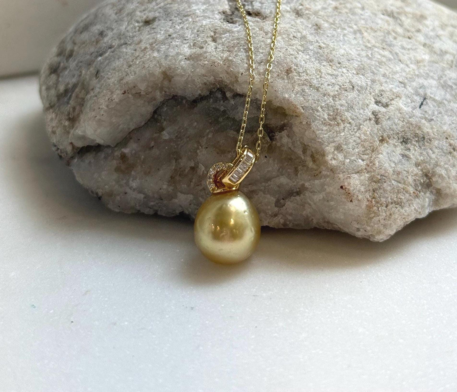 Elly’s 10.8mm Genius South sea deep tea gold ocean pearl Pendant: Extreme luster, 2cm high, s925 silver 18k gold plated pendant.