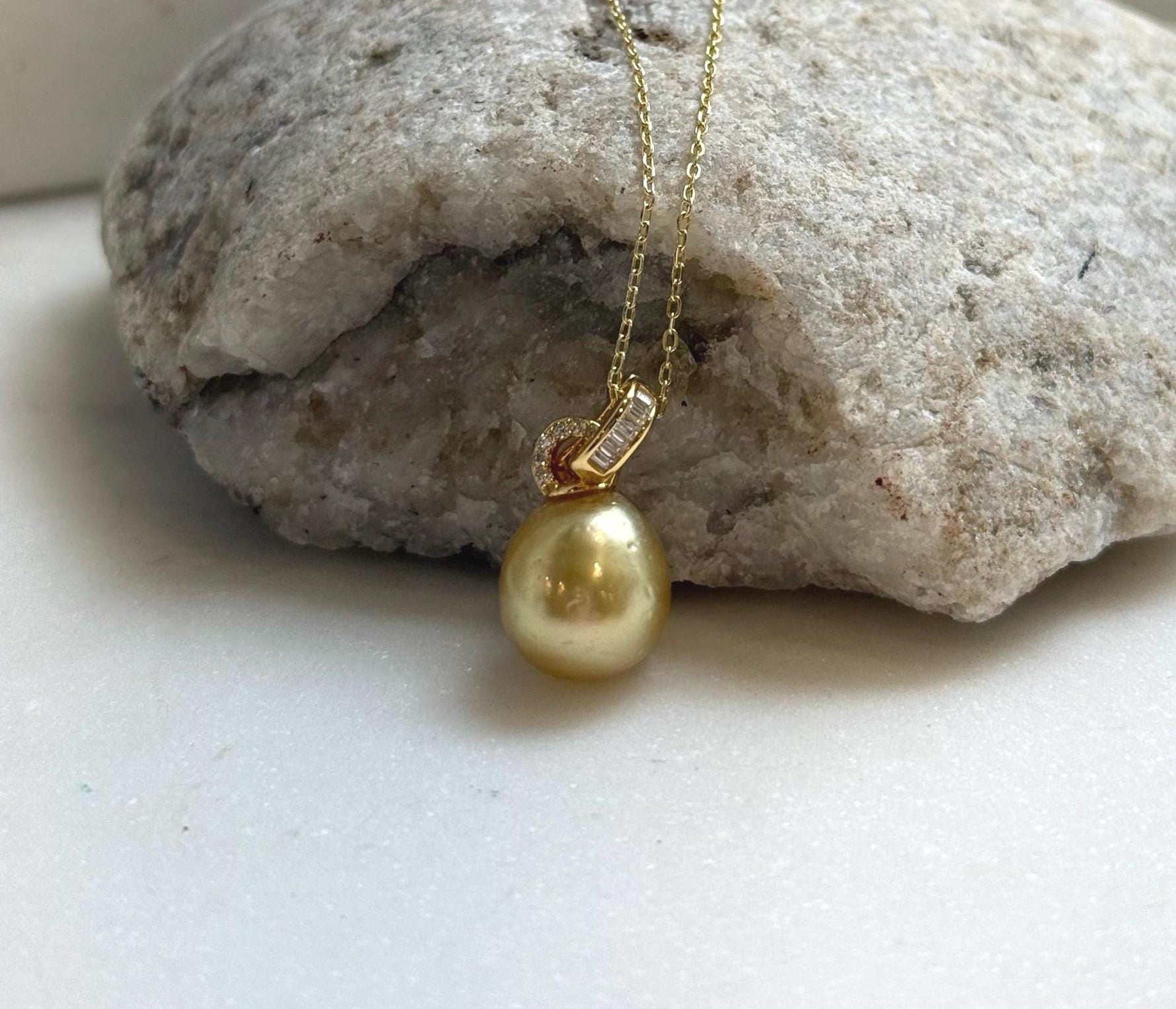 Elly’s 10.8mm Genius South sea deep tea gold ocean pearl Pendant: Extreme luster, 2cm high, s925 silver 18k gold plated pendant.