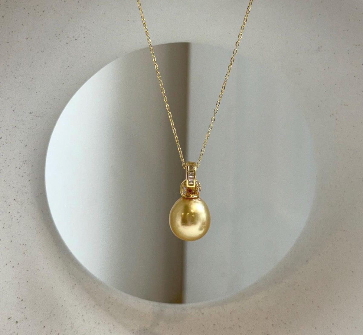 Elly’s 10.8mm Genius South sea deep tea gold ocean pearl Pendant: Extreme luster, 2cm high, s925 silver 18k gold plated pendant. daily office golden ocean pearl pendant for her anniversary