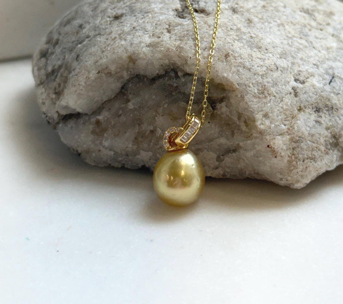 Elly’s 10.8mm Genius South sea deep tea gold ocean pearl Pendant: Extreme luster, 2cm high, s925 silver 18k gold plated pendant. daily office golden ocean pearl pendant for her holiday