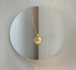 Elly’s 10.4mm Genius South sea deep gold ocean pearl Pendant: Extreme luster, 1.4cm high, s925 silver 18k gold plated pendant.