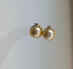 Elly’s 9.4mm Genius South sea Golden ocean Pearls Earrings studs: Extreme luster, 1.3cm high, S925 silver earrings studs.
