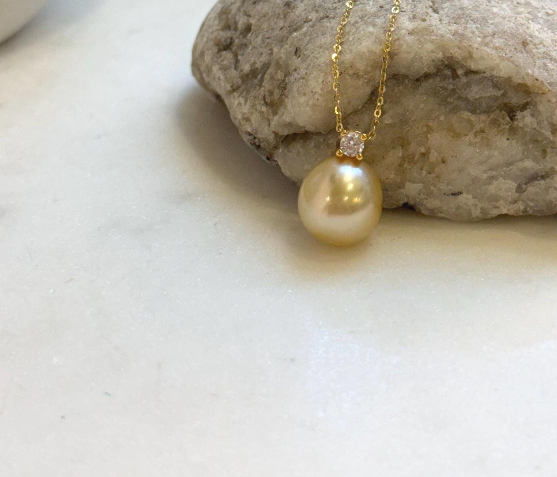 Elly’s 12.6mm Genius South sea champagne gold ocean pearl Pendant: Extreme luster mirrored, 1.8cm high, s925 silver pendant.