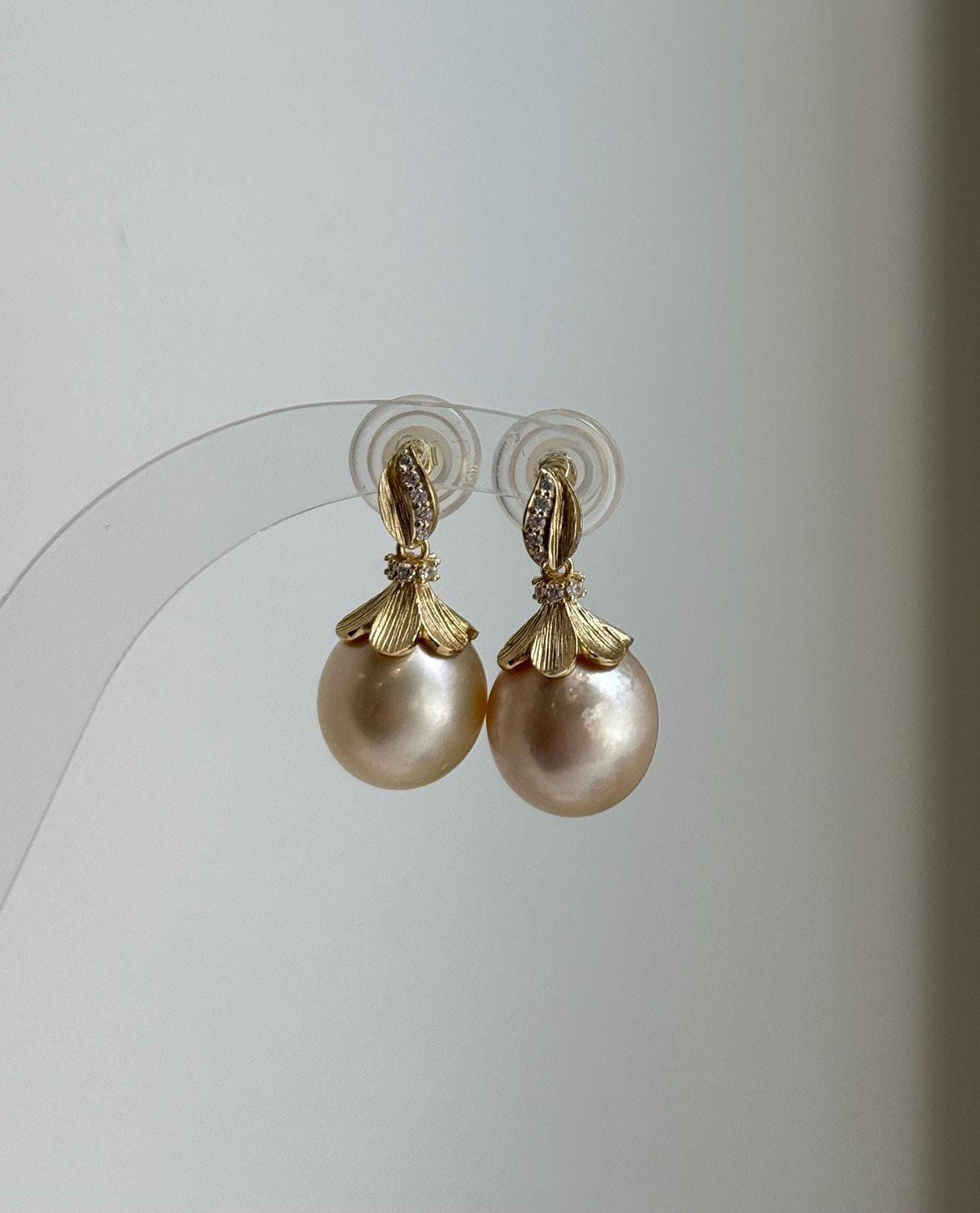 Elly’s 12.4mm Genius South sea Golden ocean Pearls cool Earrings: Extreme luster, 2.4cm high, S925 silver cool earrings. high quality south sea golden ocean pearls earrings for her