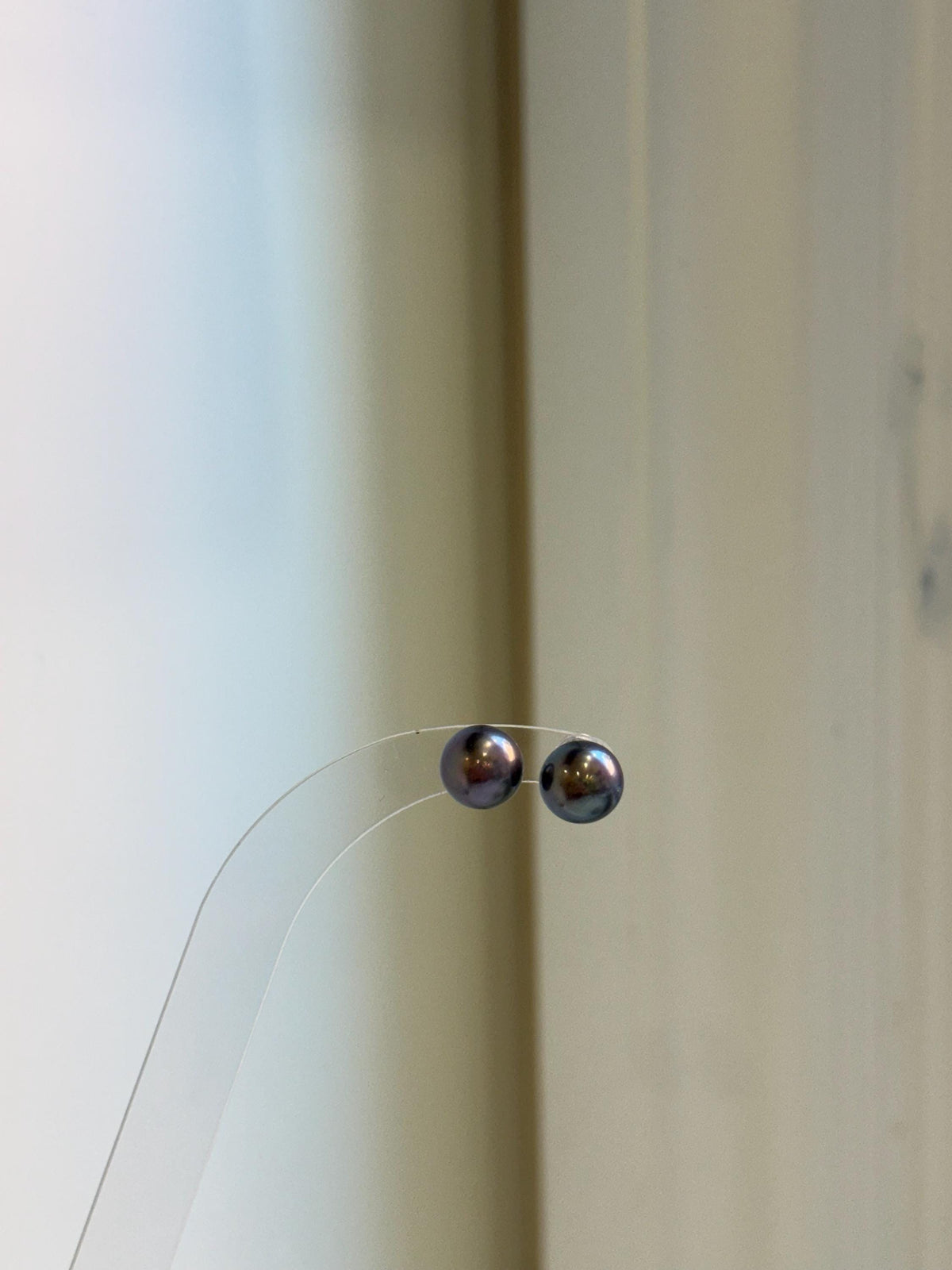 Elly’s 8.7mm Purple Plum Freshwater Pearls Earrings Studs: Extreme luster Mirrored, S925 silver minimalist earrings studs.