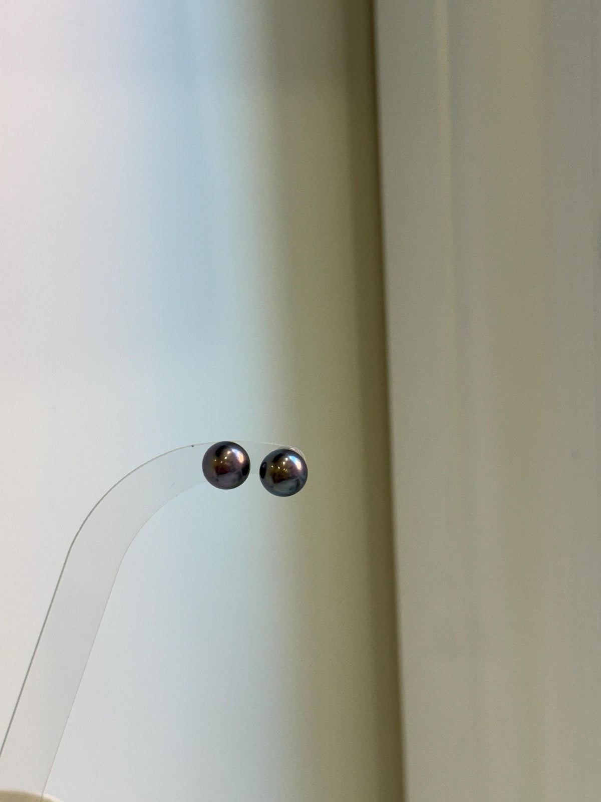 Elly’s 8.7mm Purple Plum Freshwater Pearls Earrings Studs: Extreme luster Mirrored, S925 silver minimalist earrings studs.