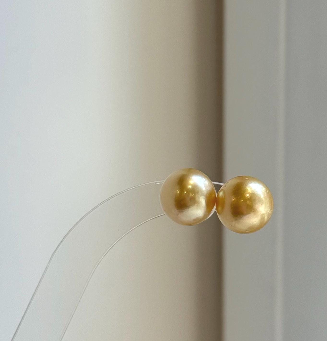 Elly’s 11.9mm Genius natural South sea Deep Tea Gold ocean Pearls Earrings studs: Extreme luster, S925 silver minimalist earrings studs.