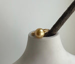Elly’s 10.4mm South sea deep tea gold ocean pearl Ring: Extreme luster, S925 silver with gold plated adjustable minimalist Ring. daily office golden pearl ring for her retirement