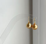Elly’s South sea deep tea gold ocean pearl High heel earrings hooks: Extreme luster, S925 silver with gold plated minimalist earrings. daily office golden pearl earrings for her