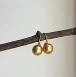 Elly’s South sea deep tea gold ocean pearl High heel earrings hooks: Extreme luster, S925 silver with gold plated minimalist earrings. daily office golden pearl earrings for her