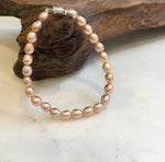 Elly’s Bracelet Peach rose Pearls: Extreme luster mirrored, 5.5-6mm, S925 silver magnetic clips Bracelet, different sizes.