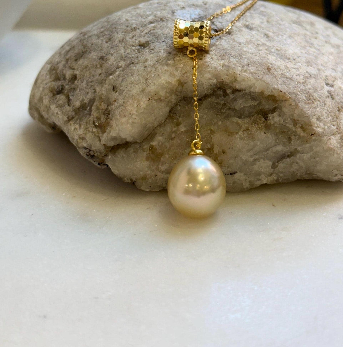 Elly’s 12.7mm Genius South sea champagne gold ocean pearl Pendant: Extreme luster mirrored, 4.7cm high, s925 silver cool pendant.