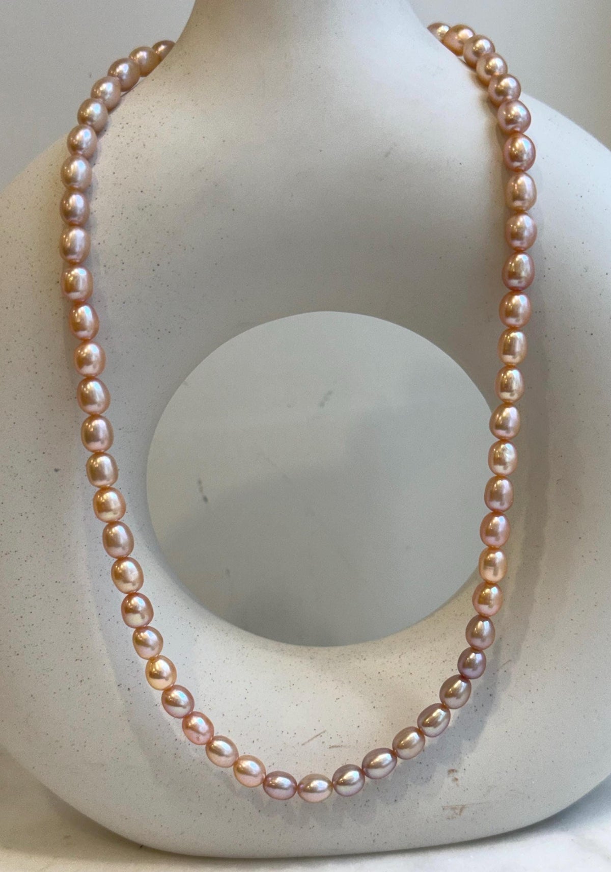 Elly’s Multicolor freshwater pearls necklace:  Extreme luster, peach rose lavender, 5.6-6.4mm, 17.5”, s925 silver necklace strand. daily office multicolor pearls necklace for her anniversary