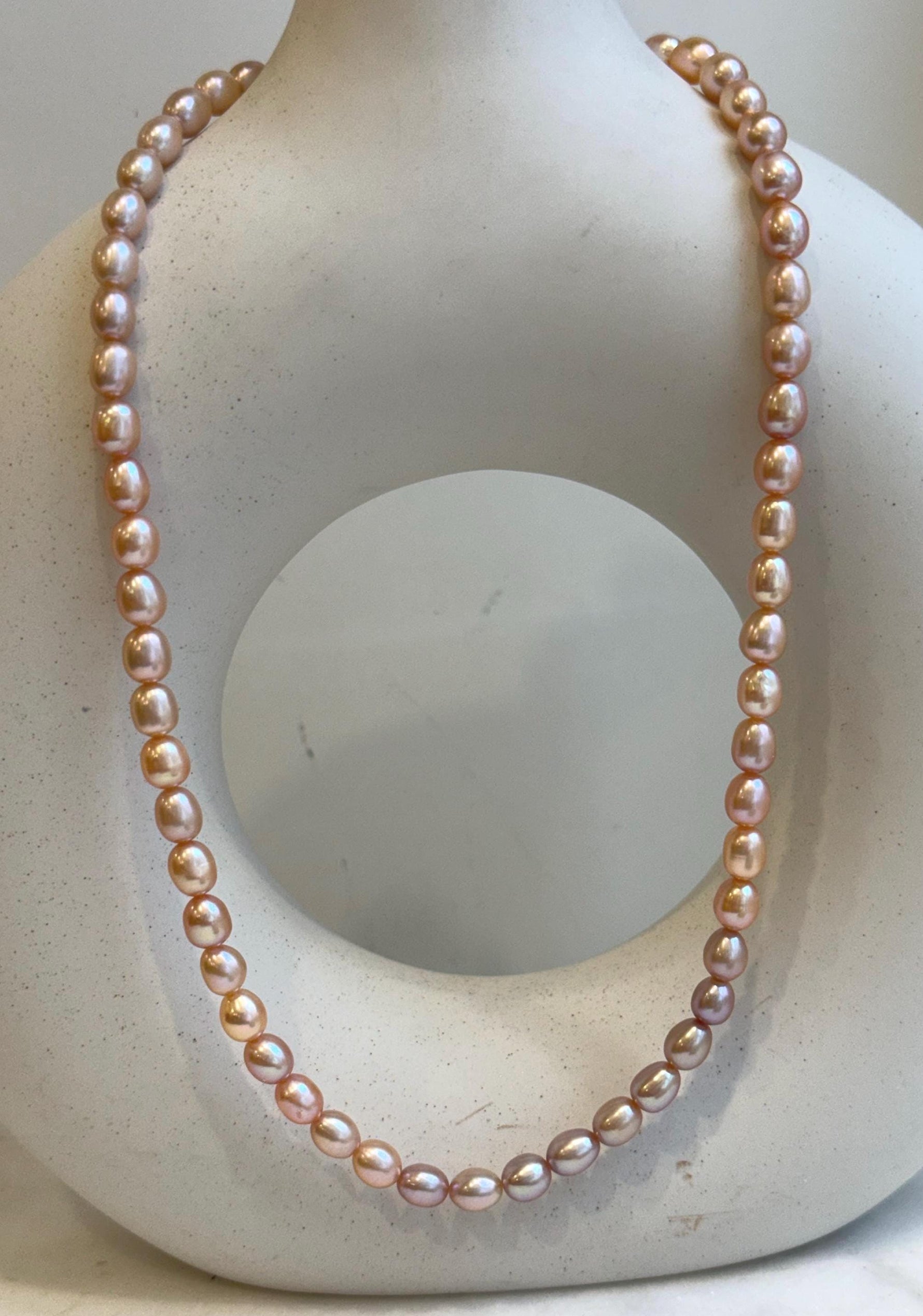 Elly’s Multicolor freshwater pearls necklace:  Extreme luster, peach rose lavender, 5.6-6.4mm, 17.5”, s925 silver necklace strand. daily office multicolor pearls necklace for her anniversary
