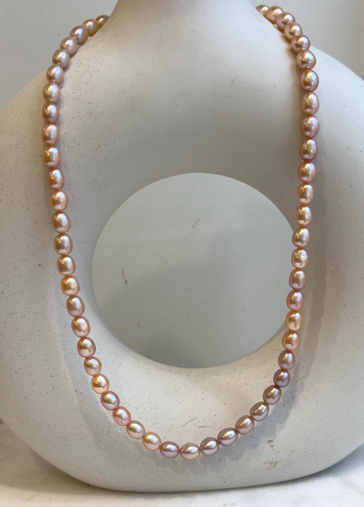 Elly’s Multicolor freshwater pearls necklace:  Extreme luster, peach rose lavender, 5.6-6.4mm, 17.5”, s925 silver necklace strand. daily office multicolor pearls necklace for her