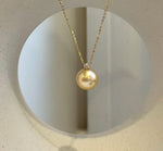 Elly’s 11.7mm Au750 18K Gold Genius South Sea ultra Golden Ocean Pearl high quality fancy cool golden pearl Pendant for her holiday