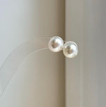 Elly’s 9.6mm Australian ocean white Pearls earrings studs: Extreme luster mirrored, s925 silver minimalist earrings.