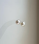 Elly’s 9.6mm Australian ocean white Pearls earrings studs: Extreme luster mirrored, s925 silver minimalist earrings.