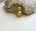 Elly’s 13.2mm Huge Genius South sea Deep gold ocean pearl cool fancy Pendant for her daily office wear