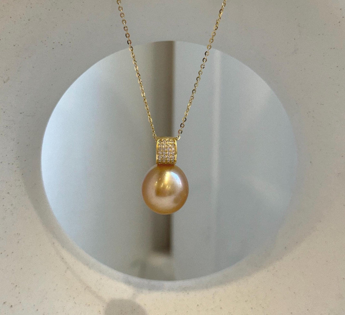 Elly’s 13.2mm Huge Genius South sea Deep gold ocean pearl cool fancy Pendant for her