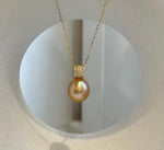 Elly’s 13.2mm Huge Genius South sea Deep gold ocean pearl cool fancy Pendant for her