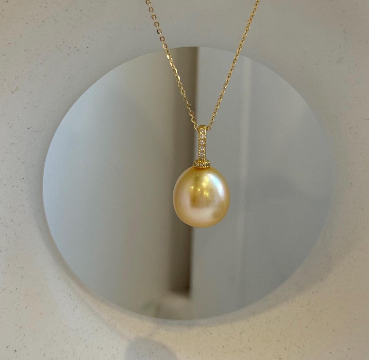 Elly’s 13.9mm Huge Genius South sea Deep Tea gold ocean pearl high quality fancy cool daily office Pendant for her