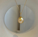 Elly’s 13.9mm Huge Genius South sea Deep Tea gold ocean pearl high quality fancy cool daily office Pendant for her