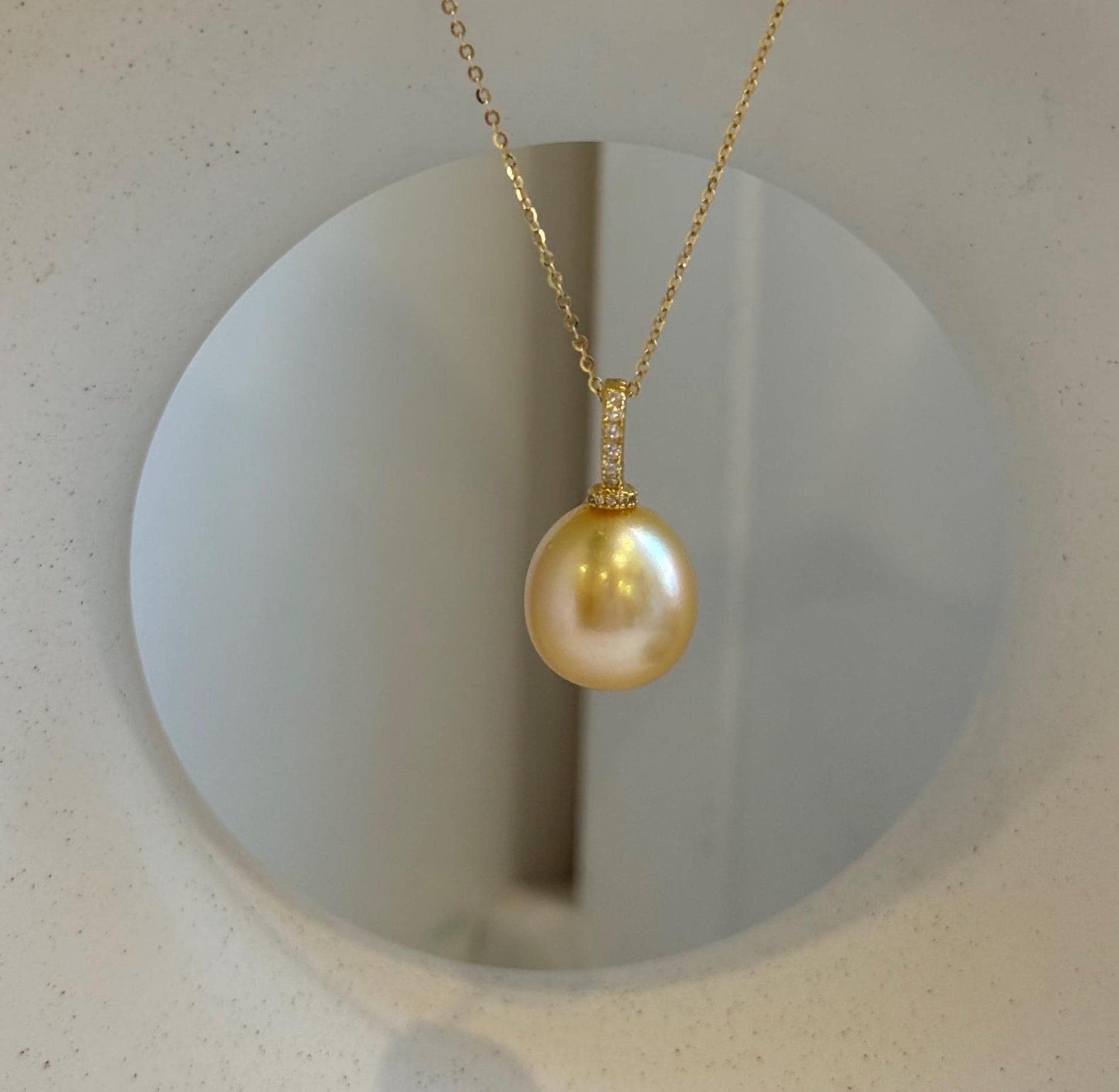 Elly’s 13.9mm Huge Genius South sea Deep Tea gold ocean pearl high quality fancy cool daily office Pendant for her